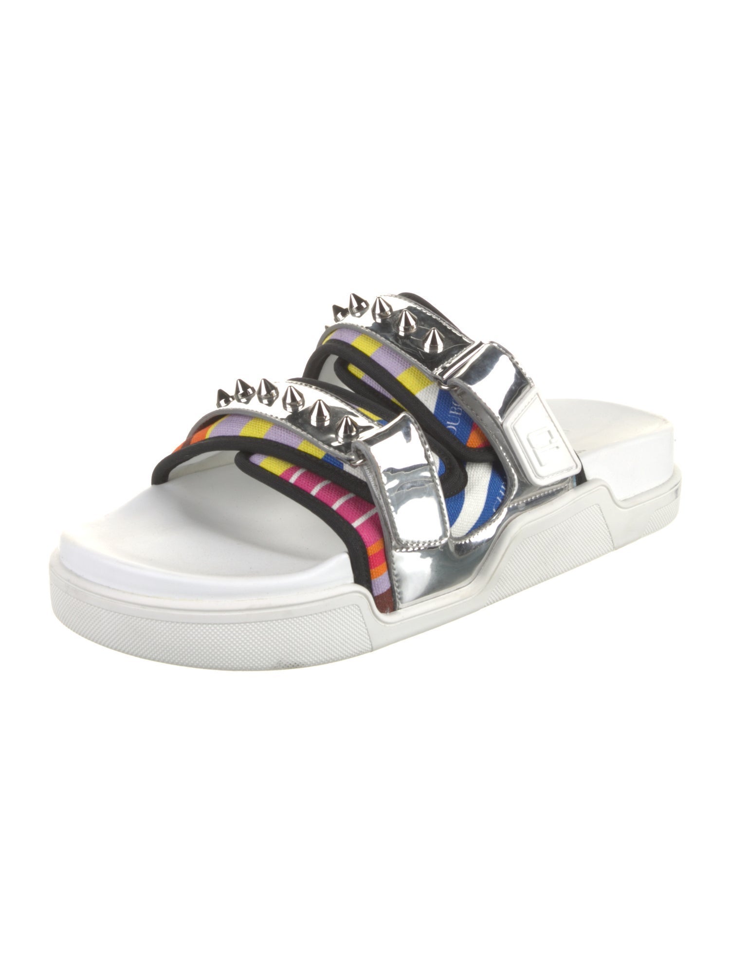 Christian Louboutin Canvas Printed Slides