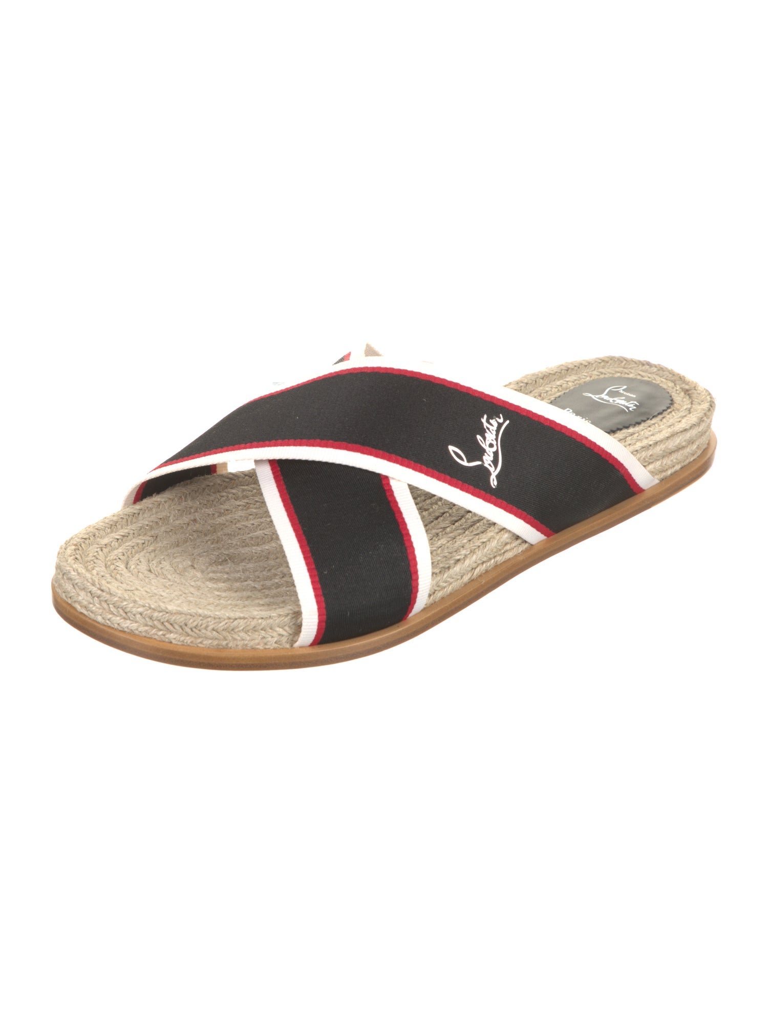 Christian Louboutin Raffia Striped Slides