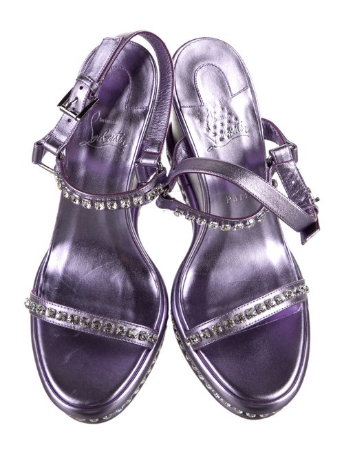 Christian Louboutin Leather Crystal Embellishments Slingback Sandals