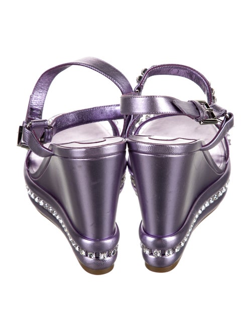 Christian Louboutin Leather Crystal Embellishments Slingback Sandals