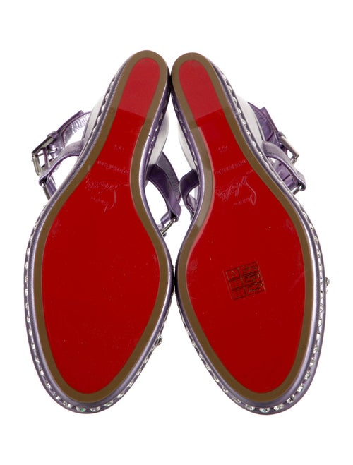 Christian Louboutin Leather Crystal Embellishments Slingback Sandals