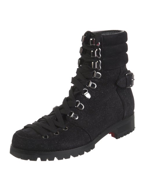 Christian Louboutin Suede Glitter Accents Combat Boots