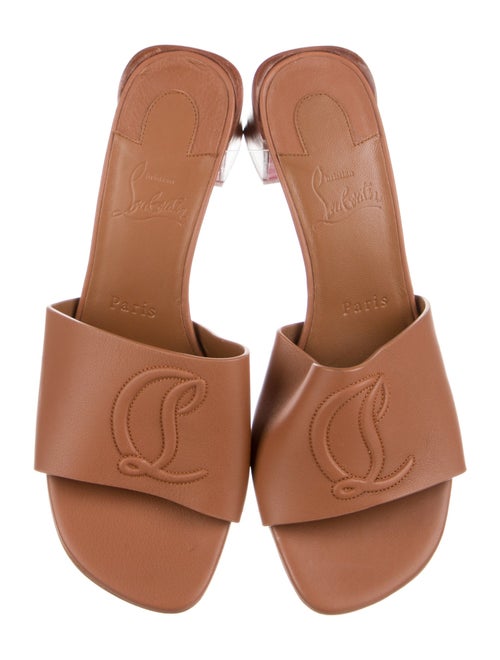 Christian Louboutin Leather Embroidered Accent Slides