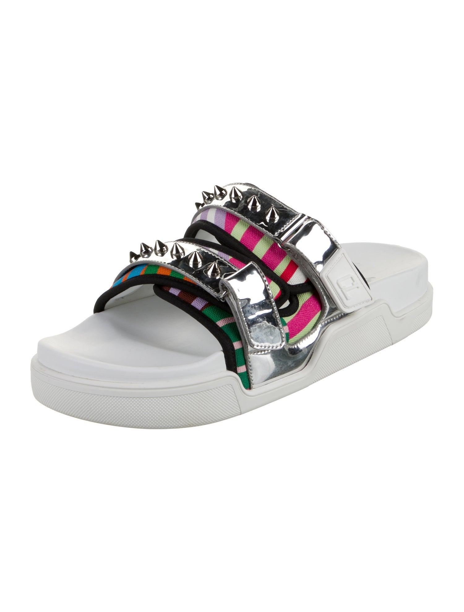 Christian Louboutin Canvas Printed Slides