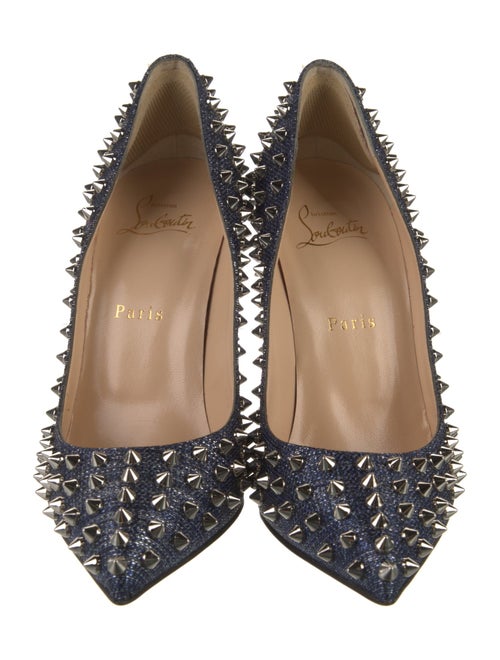 Christian Louboutin Spike Accents Denim Pumps