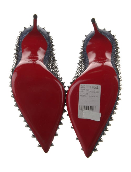 Christian Louboutin Spike Accents Denim Pumps