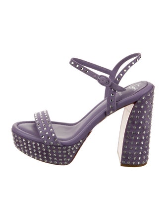 Christian Louboutin Leather Crystal Embellishments Slingback Sandals