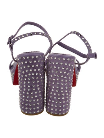 Christian Louboutin Leather Crystal Embellishments Slingback Sandals