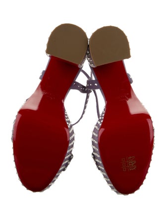 Christian Louboutin Leather Crystal Embellishments Slingback Sandals