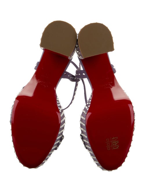 Christian Louboutin Leather Crystal Embellishments Slingback Sandals
