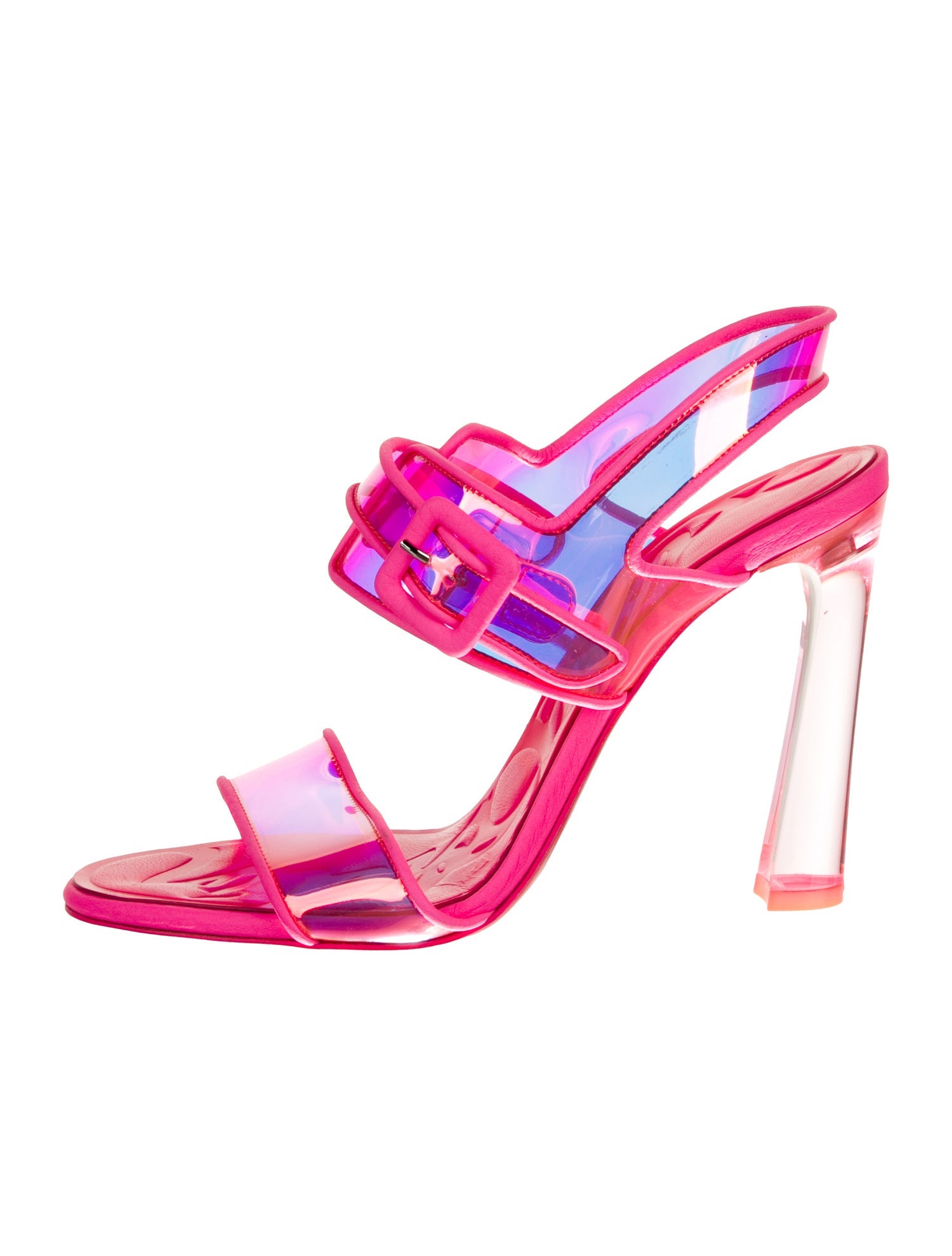 Christian Louboutin PVC Leather Trim Embellishment Slingback Sandals