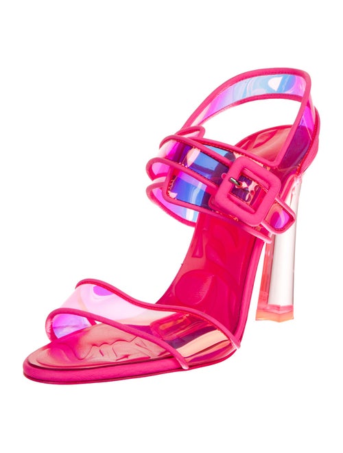 Christian Louboutin PVC Leather Trim Embellishment Slingback Sandals