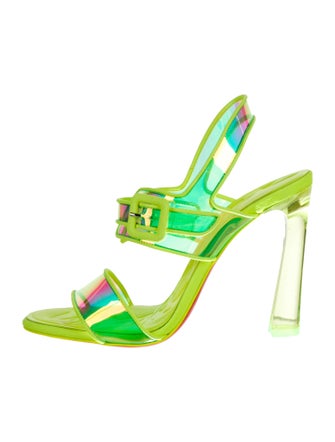 Christian Louboutin PVC Leather Trim Embellishment Slingback Sandals