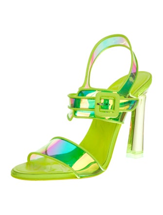 Christian Louboutin PVC Leather Trim Embellishment Slingback Sandals