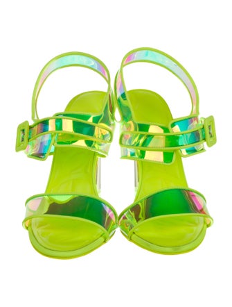 Christian Louboutin PVC Leather Trim Embellishment Slingback Sandals