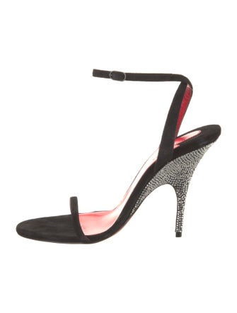 Christian Louboutin Suede Crystal Embellishments Slingback Sandals