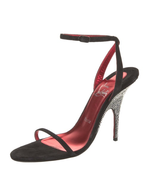 Christian Louboutin Suede Crystal Embellishments Slingback Sandals