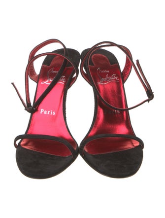 Christian Louboutin Suede Crystal Embellishments Slingback Sandals