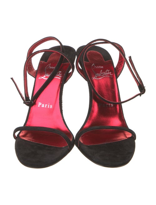 Christian Louboutin Suede Crystal Embellishments Slingback Sandals