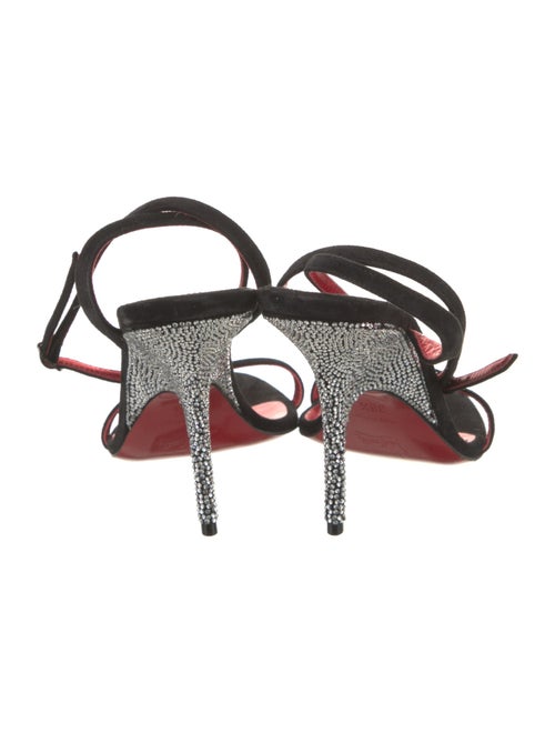 Christian Louboutin Suede Crystal Embellishments Slingback Sandals