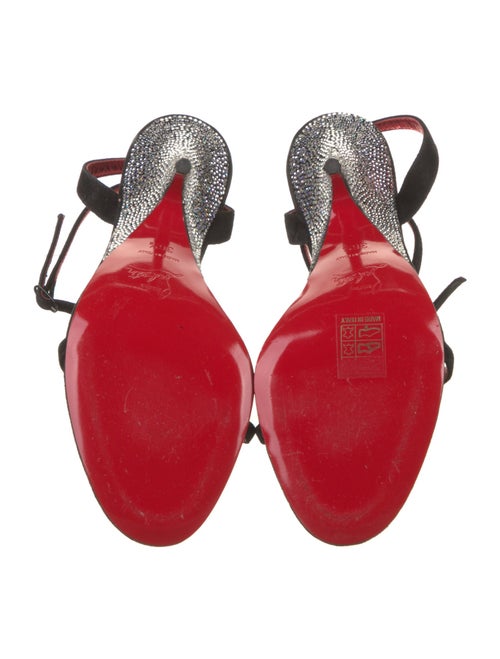 Christian Louboutin Suede Crystal Embellishments Slingback Sandals