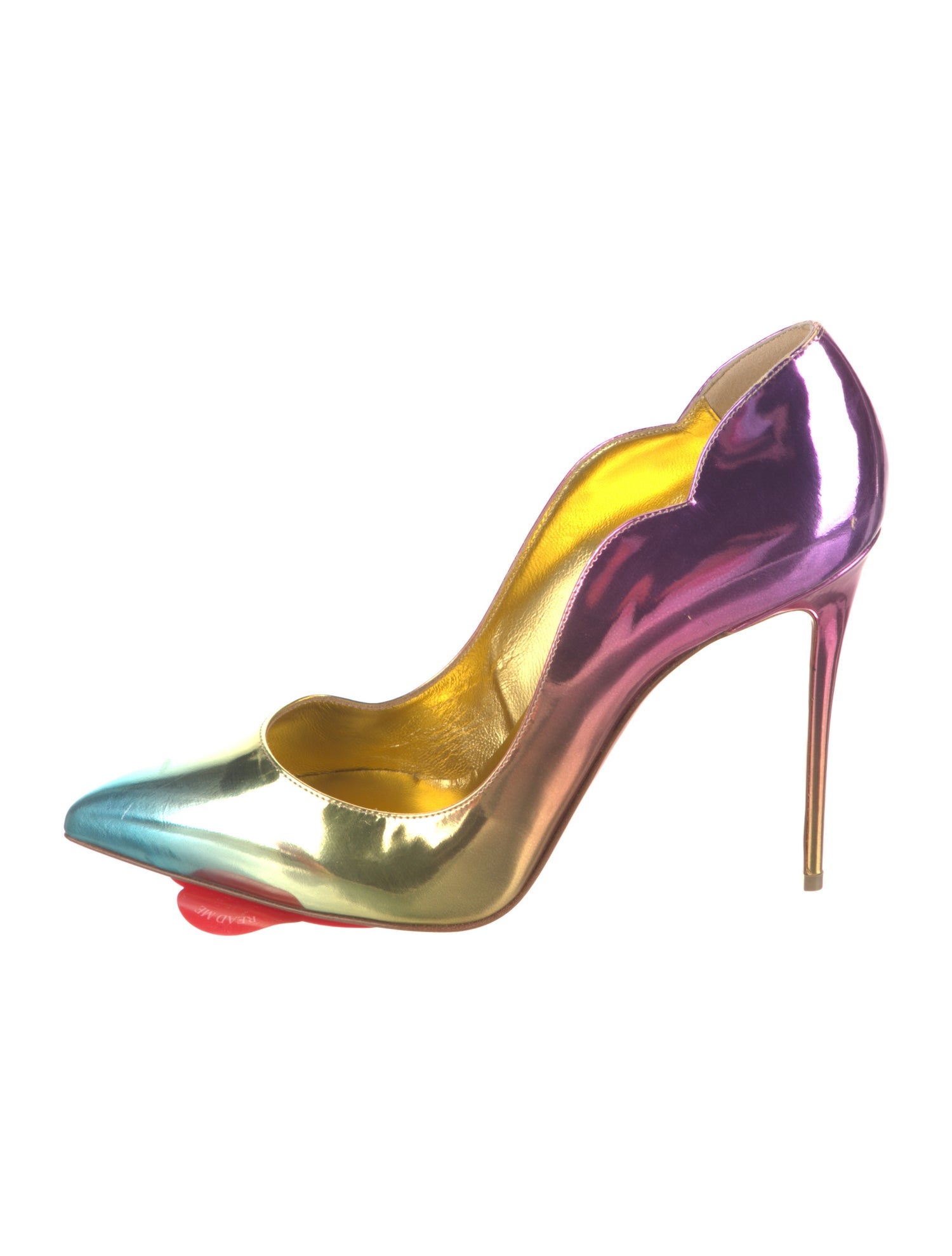 Christian Louboutin Patent Leather Colorblock Pattern Pumps