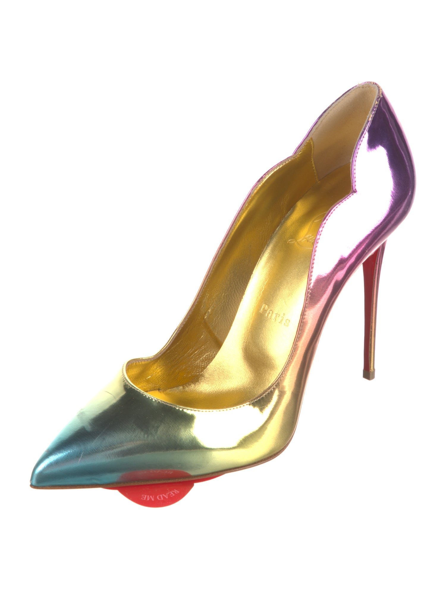 Christian Louboutin Patent Leather Colorblock Pattern Pumps