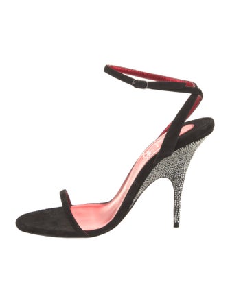 Christian Louboutin Suede Crystal Embellishments Slingback Sandals
