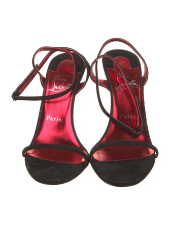 Christian Louboutin Suede Crystal Embellishments Slingback Sandals
