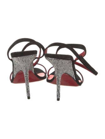 Christian Louboutin Suede Crystal Embellishments Slingback Sandals