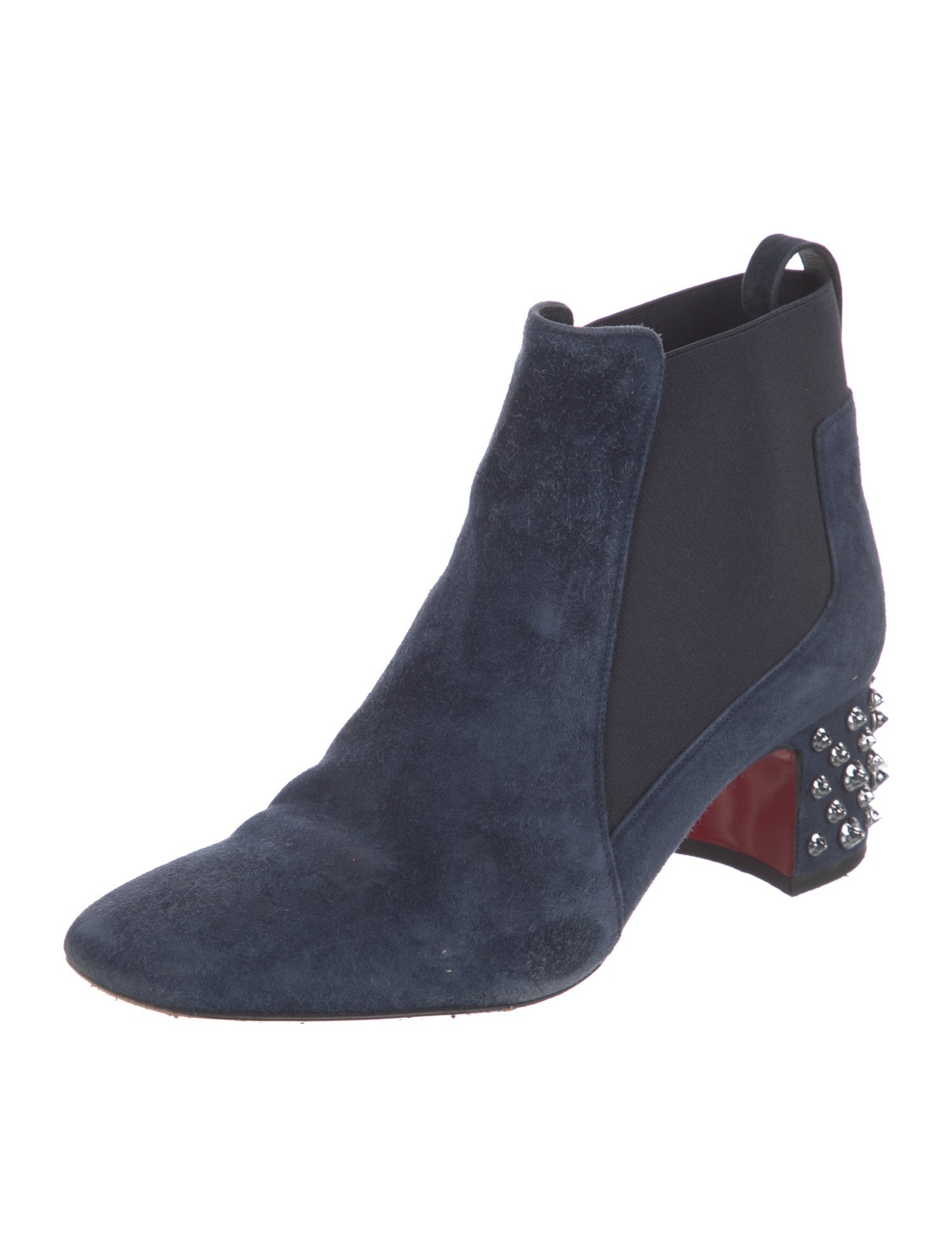 Christian Louboutin Suede Studded Accents Chelsea Boots