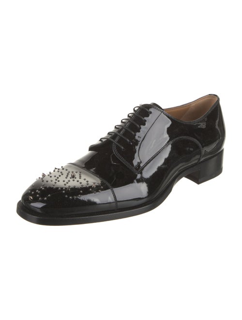 Christian Louboutin Patent Leather Studded Accents Derby Shoes