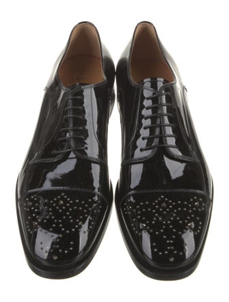 Christian Louboutin Patent Leather Studded Accents Derby Shoes