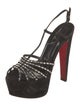 Christian Louboutin Suede Crystal Embellishments Slingback Sandals