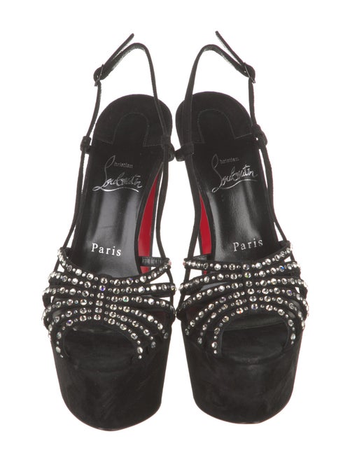 Christian Louboutin Suede Crystal Embellishments Slingback Sandals