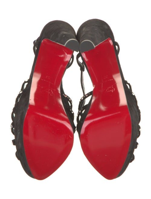 Christian Louboutin Suede Crystal Embellishments Slingback Sandals