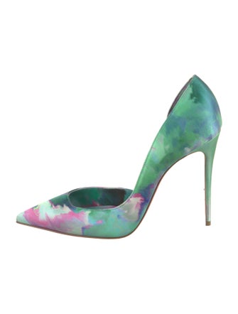 Christian Louboutin Satin Printed D'Orsay Pumps