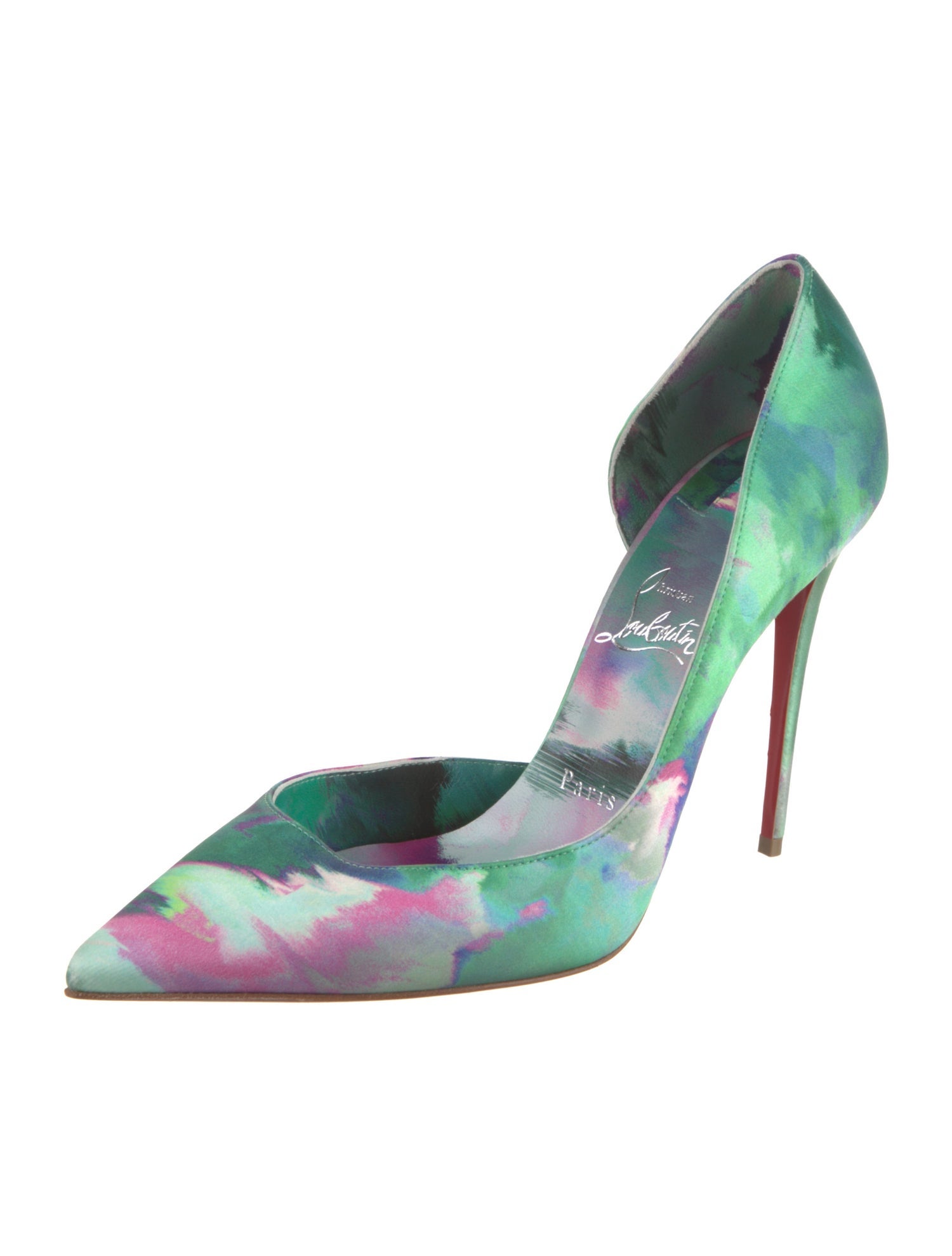 Christian Louboutin Satin Printed D'Orsay Pumps