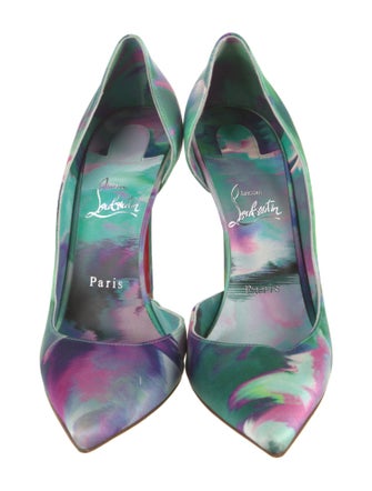Christian Louboutin Satin Printed D'Orsay Pumps