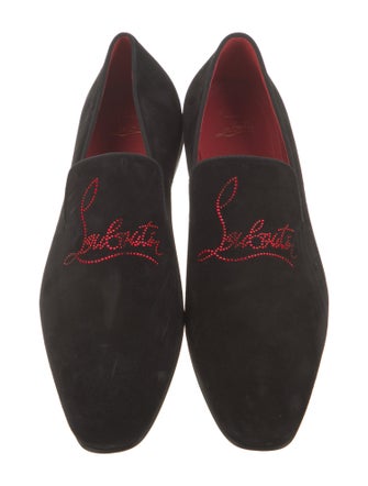 Christian Louboutin Suede Crystal Embellishments Slippers