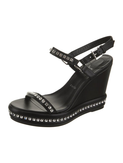 Christian Louboutin Leather Crystal Embellishments Slingback Sandals