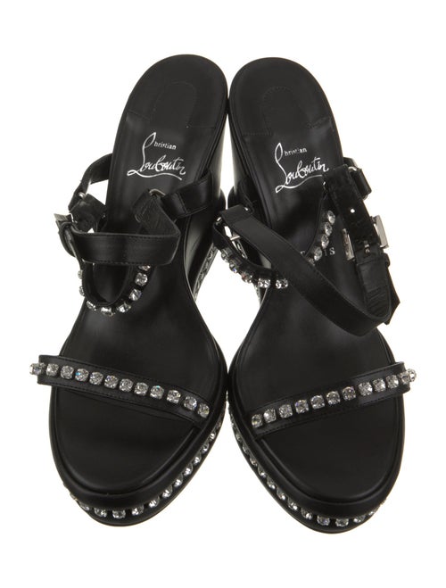 Christian Louboutin Leather Crystal Embellishments Slingback Sandals