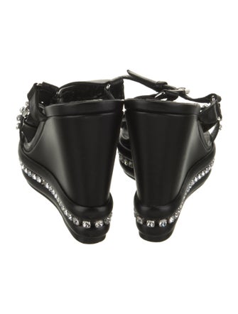 Christian Louboutin Leather Crystal Embellishments Slingback Sandals