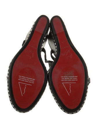 Christian Louboutin Leather Crystal Embellishments Slingback Sandals