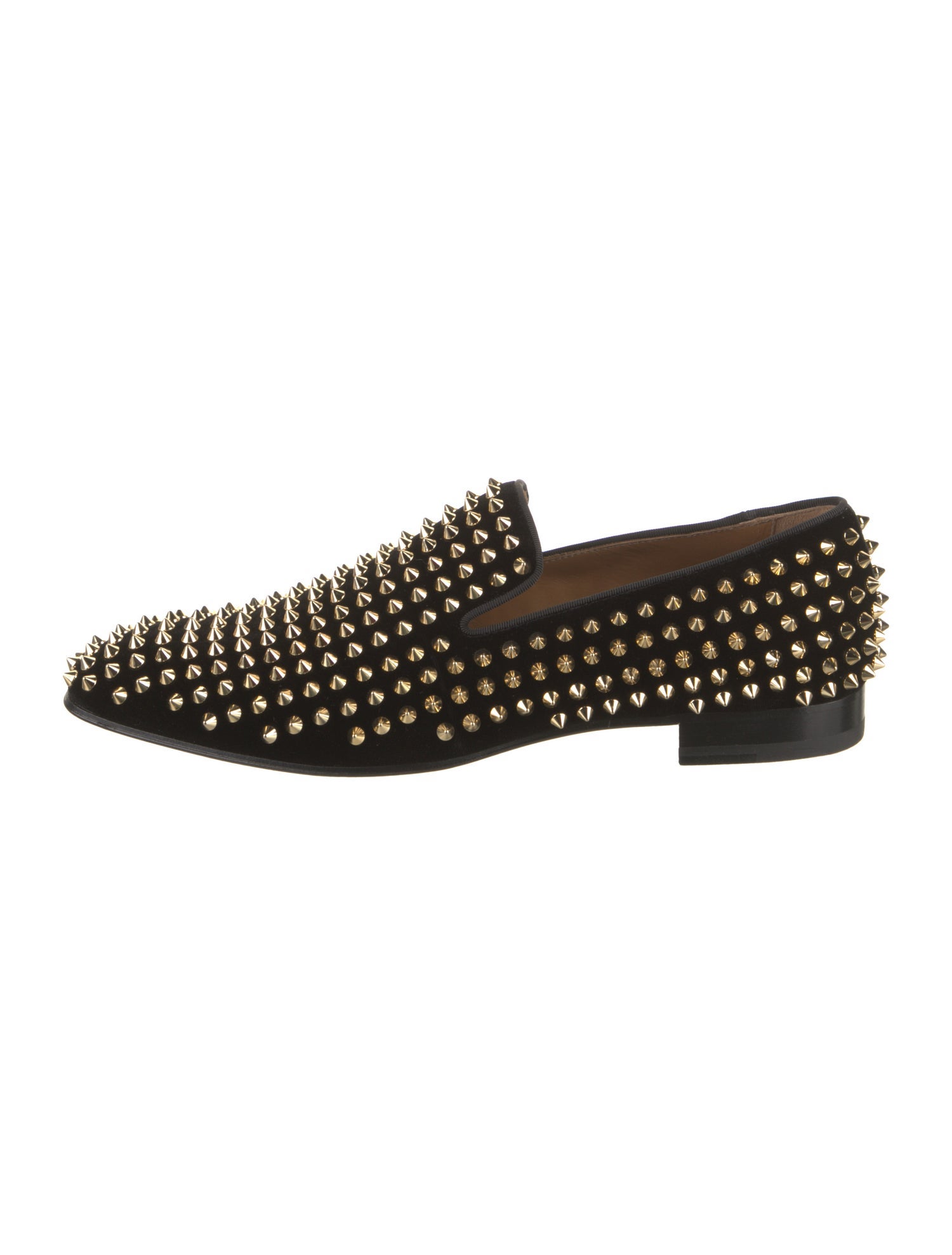 Christian Louboutin Velvet Studded Accents Loafers