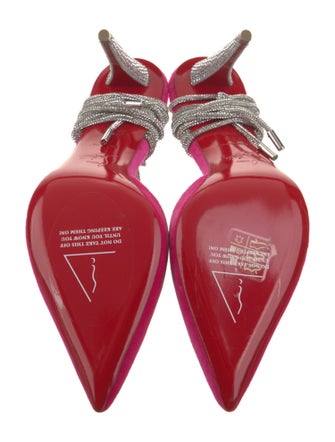 Christian Louboutin Velvet Crystal Embellishments Slingback Pumps