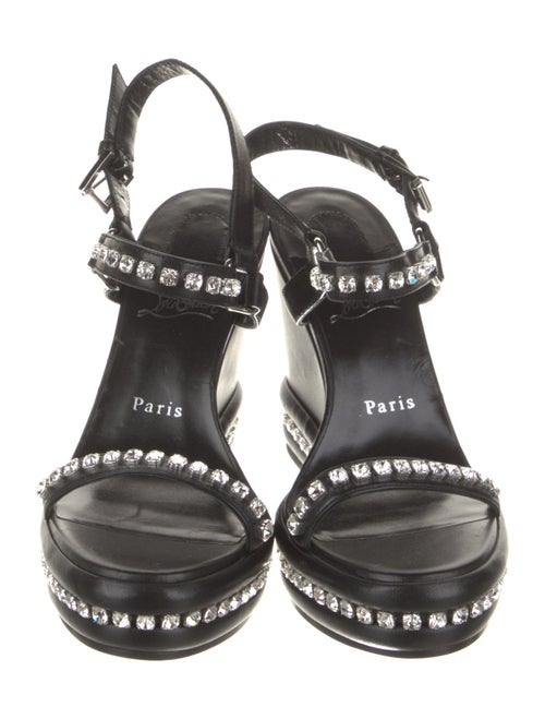 Christian Louboutin Leather Crystal Embellishments Slingback Sandals