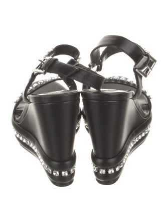 Christian Louboutin Leather Crystal Embellishments Slingback Sandals