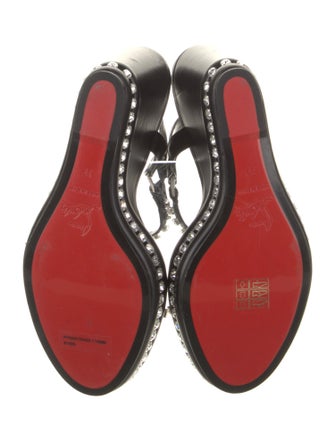 Christian Louboutin Leather Crystal Embellishments Slingback Sandals