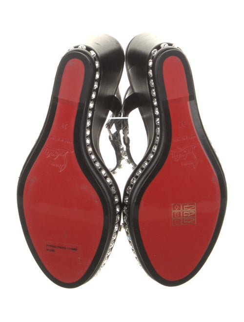 Christian Louboutin Leather Crystal Embellishments Slingback Sandals